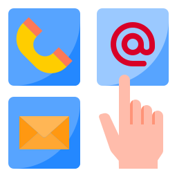 icon téléphone, email ou formulaire web(@ avec un doigt qui cliq)