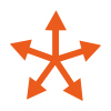 icon étendue de la zone - flèche orange multidirectionnel