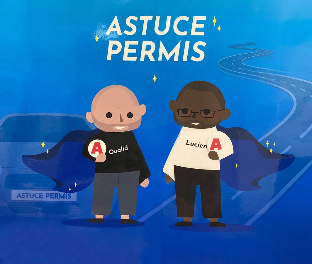 Logo image astuce permis avec ses deux fondateur en shibi