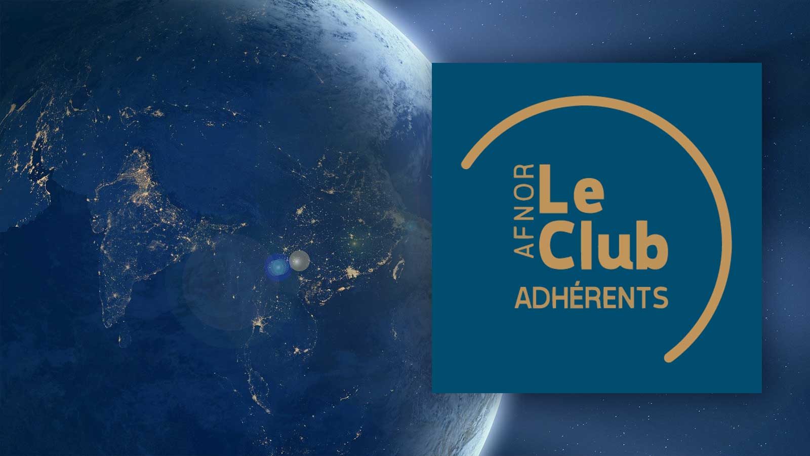 Logo le club AFNOR avec une planète terre en vu 3d en fond