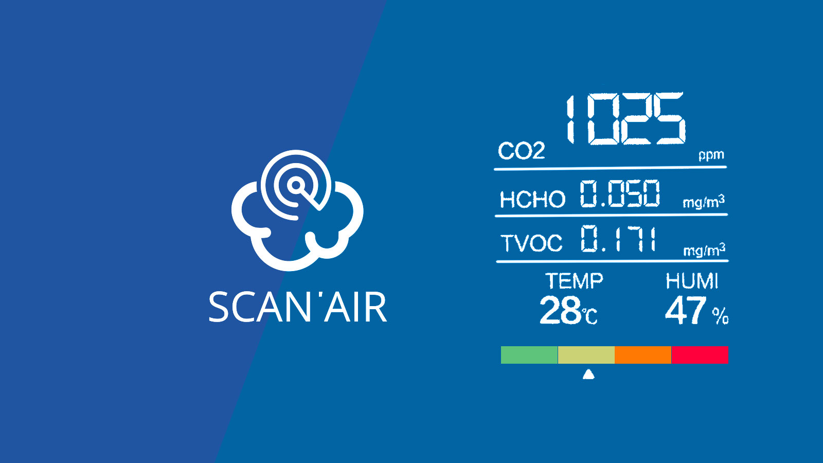 Testeur Qualité Air - Mesure CO2, Formaldéhyde, Particules PM2.5, TVOC, Humidité, Température - Écran Tactile - Batterie Rechargeable