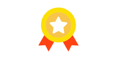 icon - renommé - médaille en or avec une étoile et deux rubans rouge