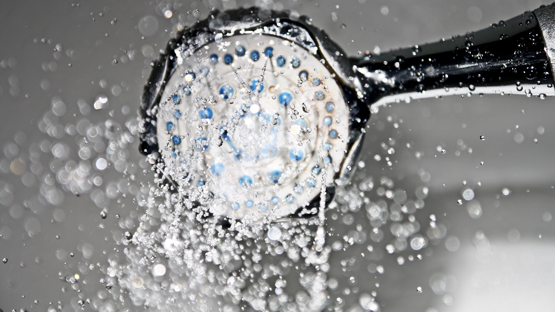 un pommeau de douche qui jette de l'eau.