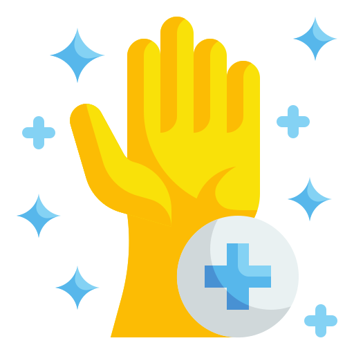 Un icon représentant un gant jaune qui représente la propreté après avoir nettoyé 