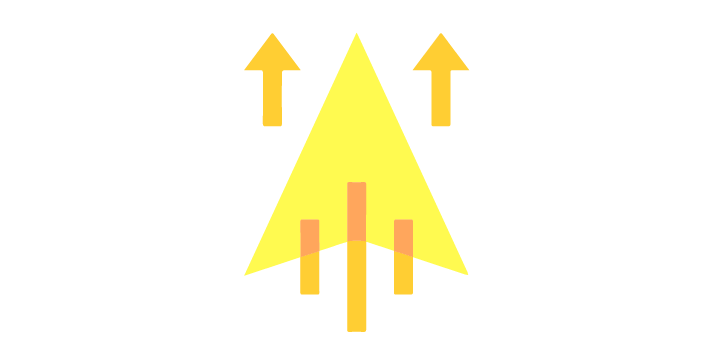 fleche jaune montante avec pousière d'étoile , Updgrade