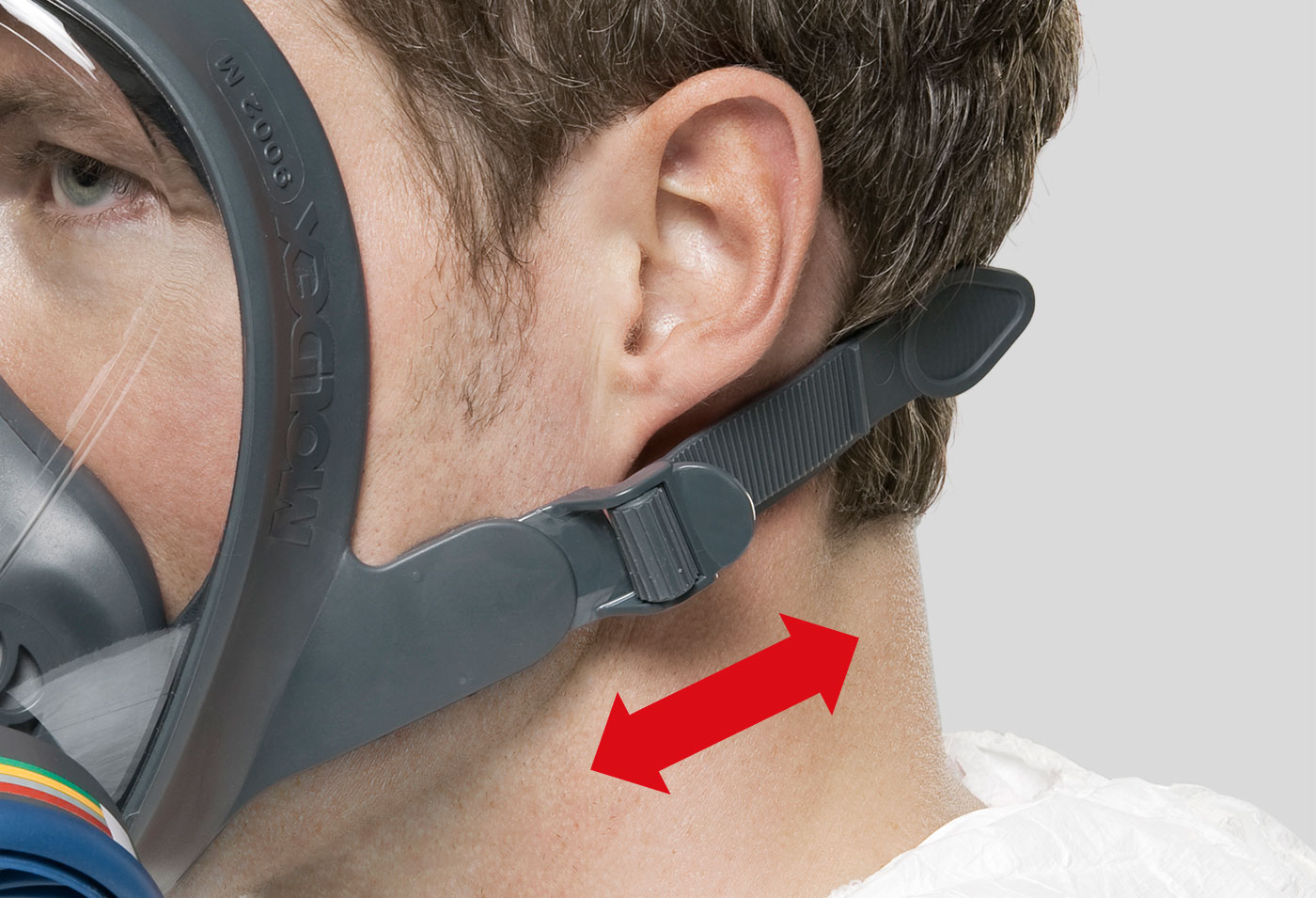 masque moldex 9000 , bride d'ajustement sous l'oreille
