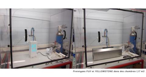 Test en laboratoire des produits FUJI et YELLOWSTONE, en chambres étanches